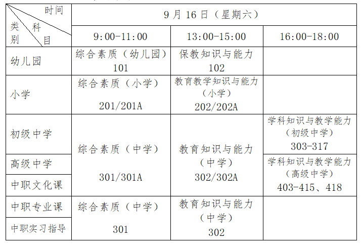 江西中學(xué)教師資格證考試時(shí)間